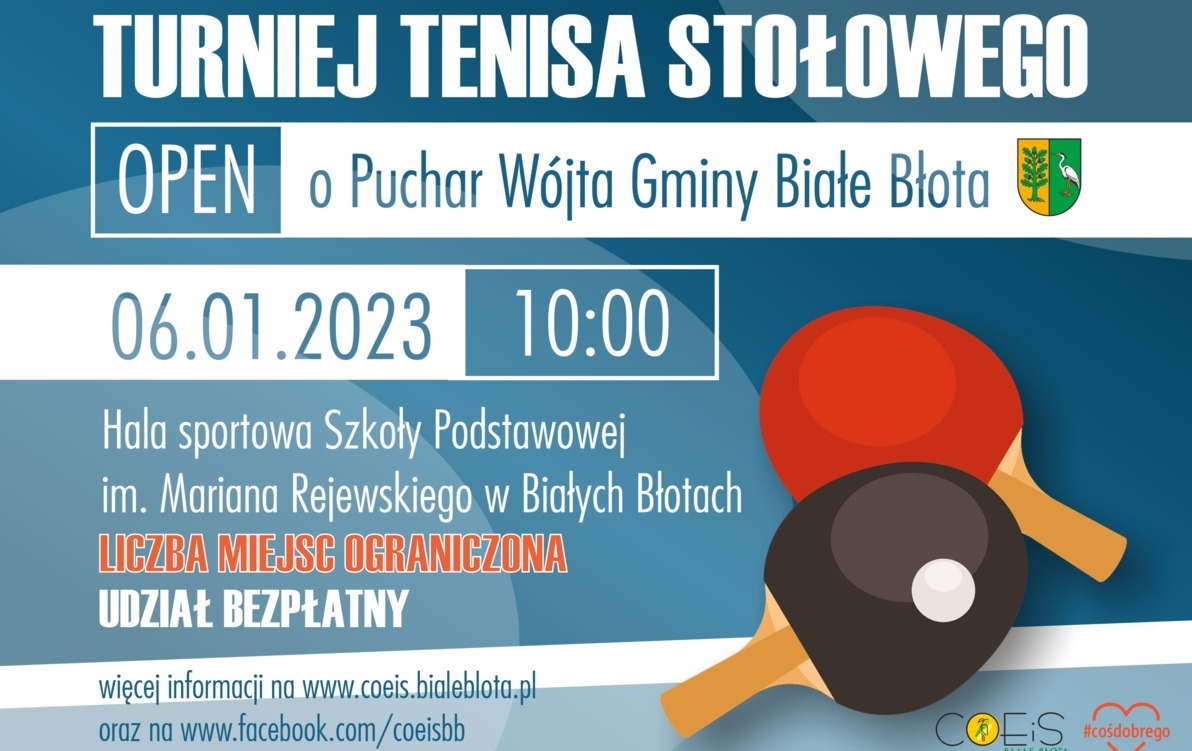 Zdjęcie do Turniej Tenisa Stołowego o Puchar W&oacute;jta Gminy Białe Błota